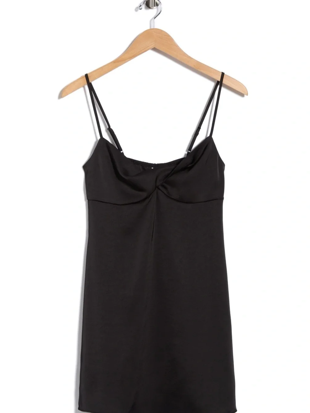 BP Black Satin Twist Front Mini Slipdress Size S
